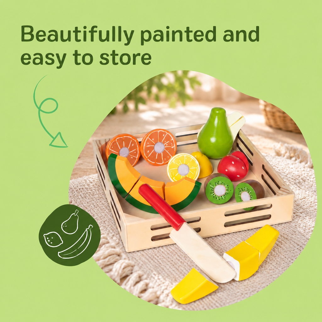 Wooden Fruit Cutting Play Set