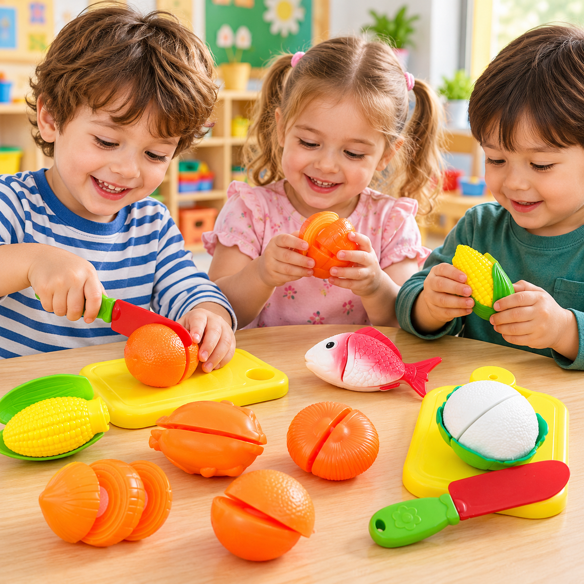 Kitchen Connection Cutting Board Play Food Play Set For Kids - Multicolor